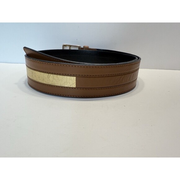 Escada Vintage Retro Leather Wide Belt Gold Brown Buckle Made in Germany 38 - Picture 7 of 14
